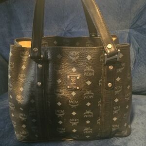 MCM Black and Gray Logo Tote